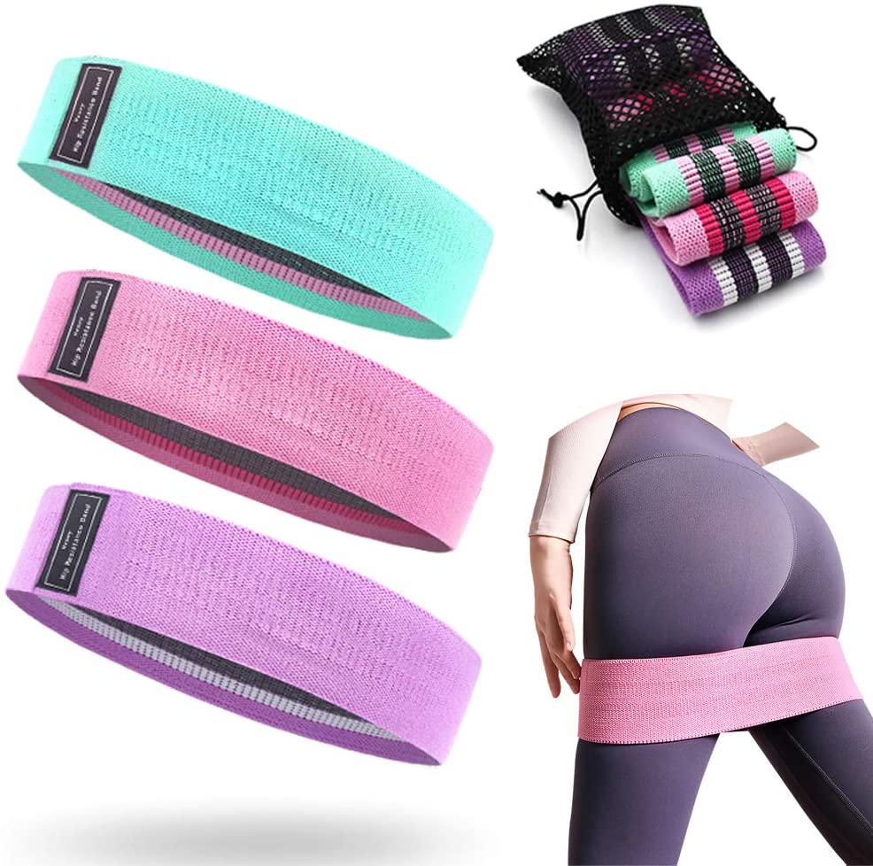 Znines Hip Resistance Bands Set,Non-Slip Exercise Bands for Legs and Glutes, 3 Resistance Levels Workout Bands Booty Bands for Men and women, Fitness Bands for Pilates，Yoga and Body Building